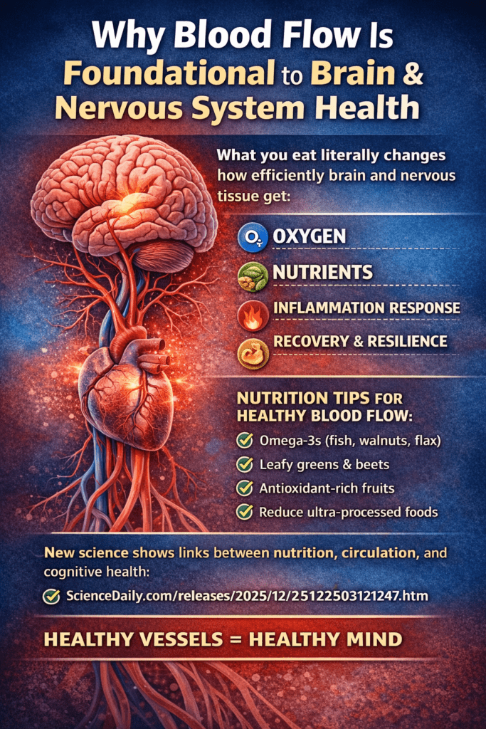 Illustration showing how healthy blood flow supports brain and nervous system function